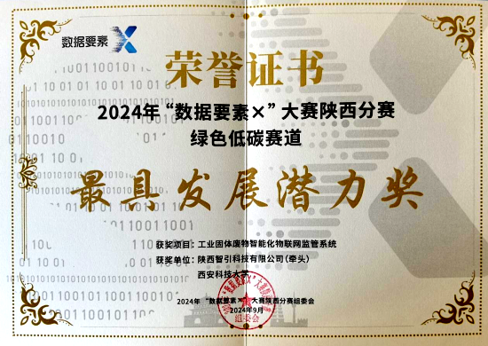 智引公司这个项目荣获2024数据要素X大赛“最具发展潜力奖”